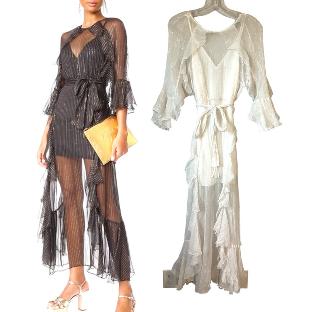 Alice McCall Moon Dance Maxi Dress in Metallic White Size 6